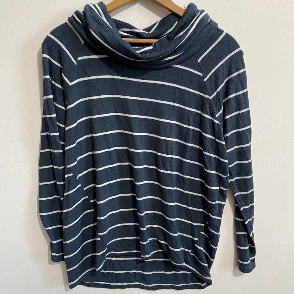 Lou & Grey Navy and White Striped Cowl Neck Sweater